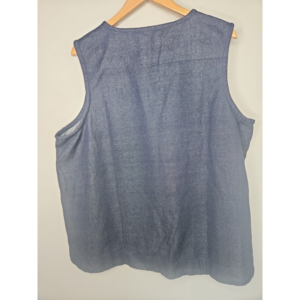 Marketplace Of India 2W Blue Vest Top Pant Set Embroidered Lagenlook Minimalist - Picture 8 of 16